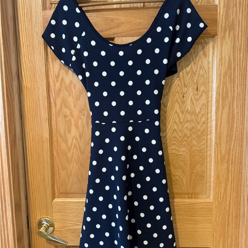 Navy Polka Dot Midi Dress